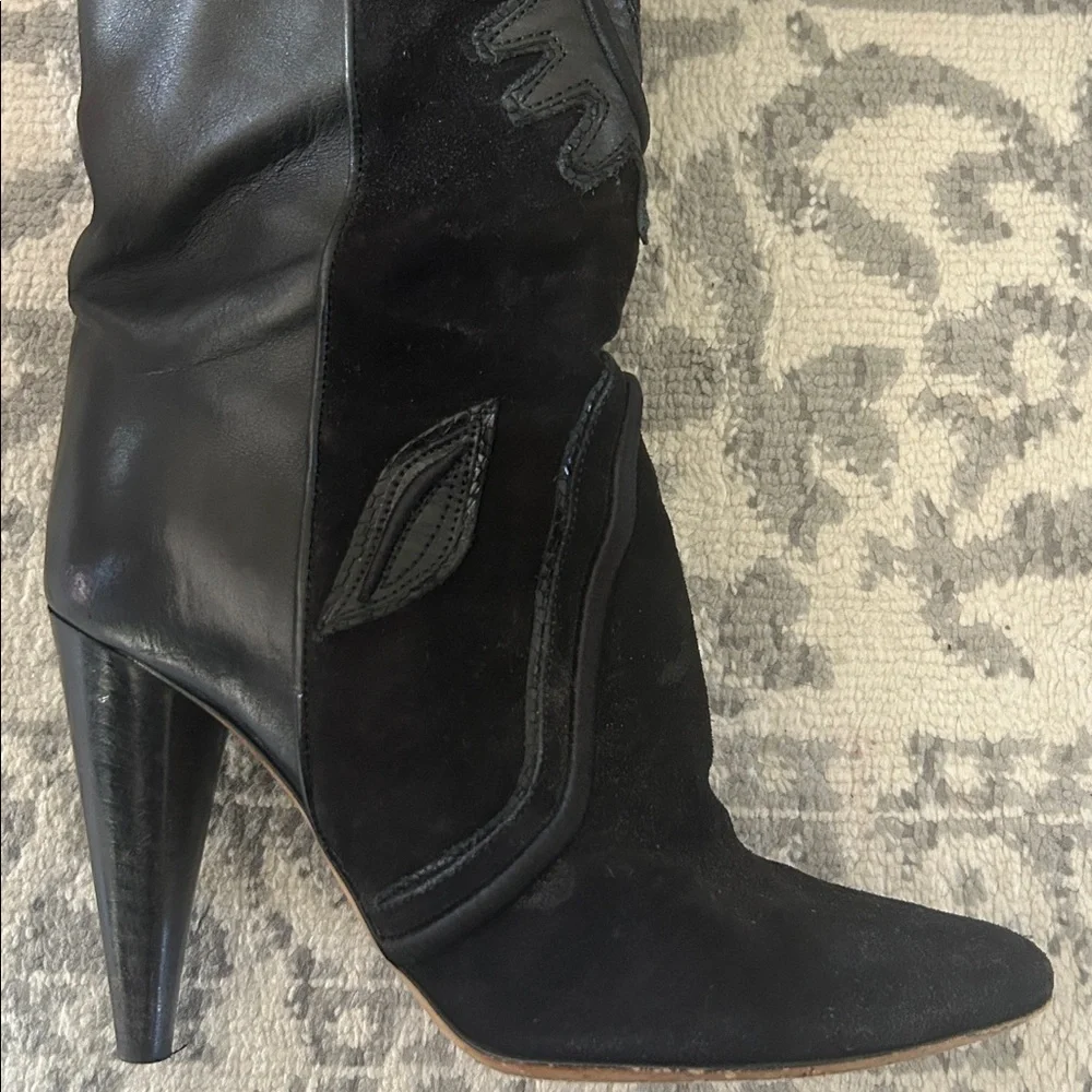 ISABEL MARANT Becky Thigh High Farrah Leather Boots- Black/ Size 37